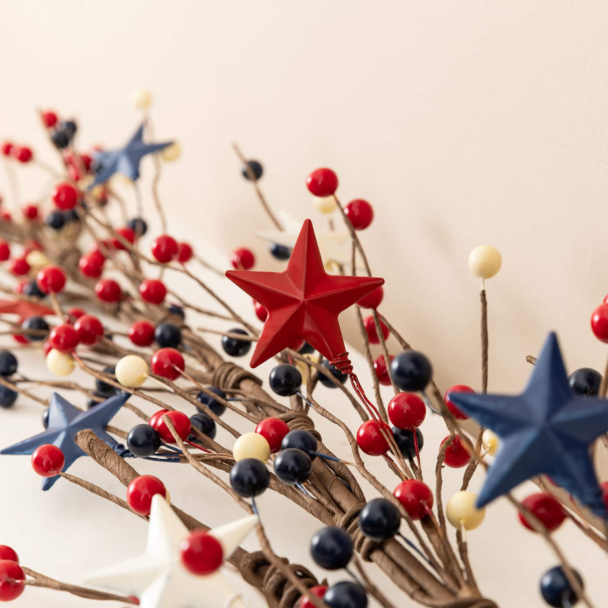 Glitzhome® 6ft. Patriotic Americana Stars & Berry Garland